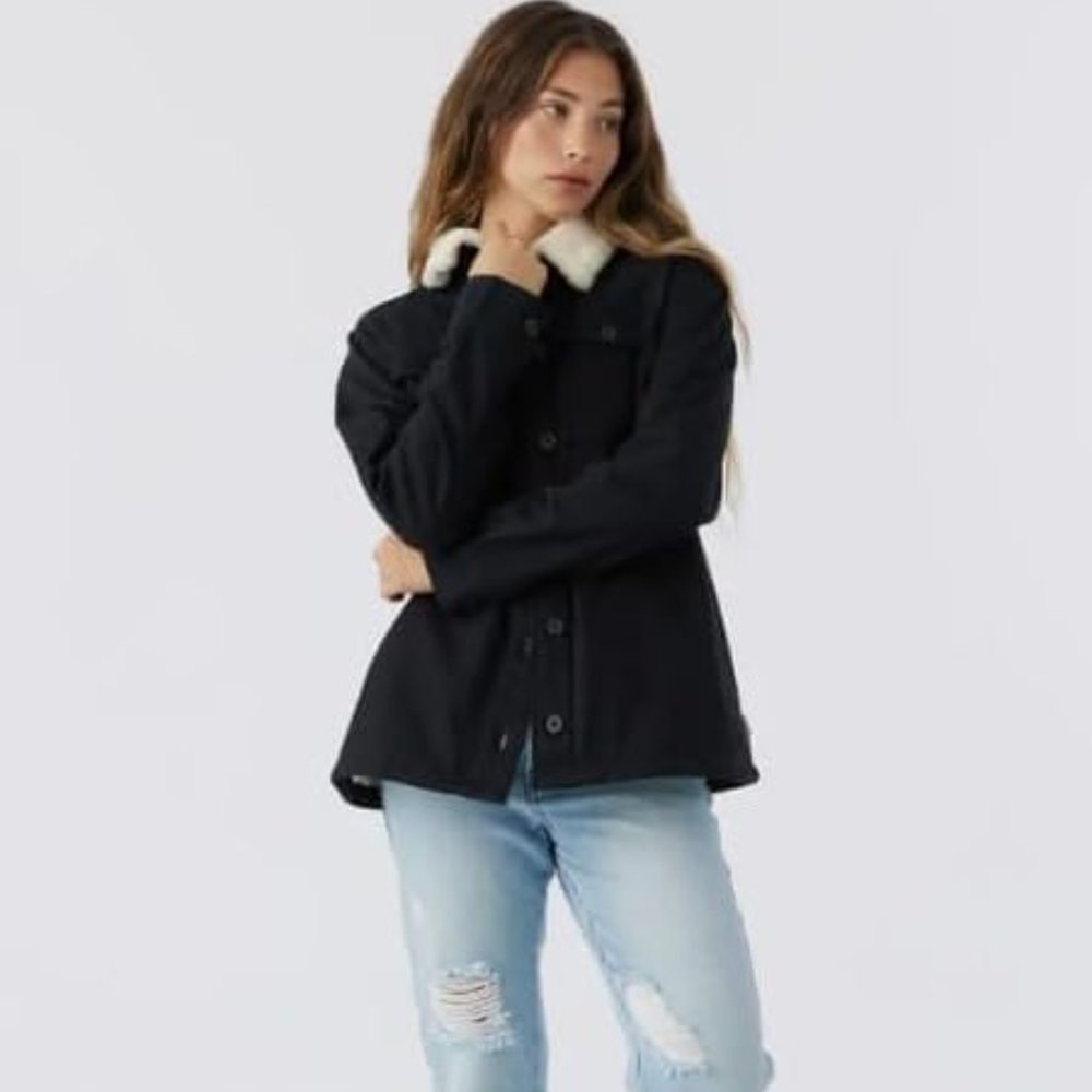 DEFECT Hang Ten Women's Button Down Utility Jacket Navy Blue Size M $80 1D030
